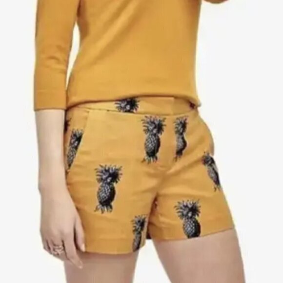 Ann Taylor Devin City Yellow Pineapple Chino Shorts 4 - Picture 1 of 5